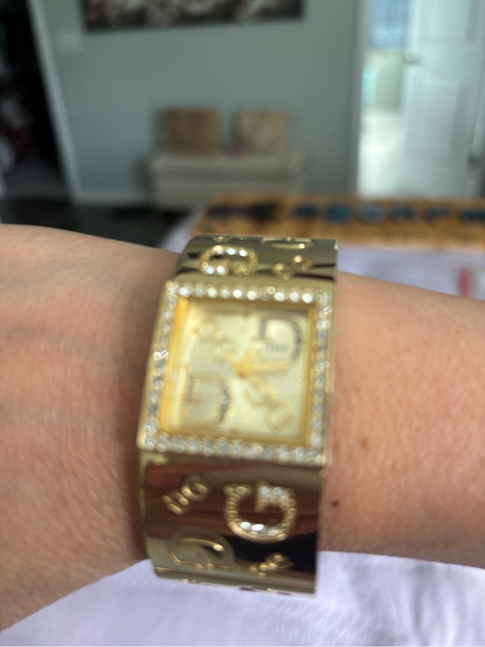 Gold Crystal-Accented Women’s Guess Bracelet Watch